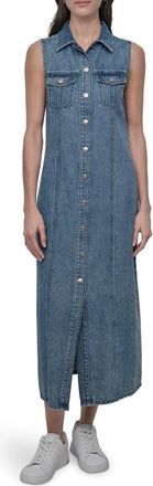 DKNY Sleeveless Denim Maxi Shirtdress in Cooper at Nordstrom Rack, Size Xx-Small