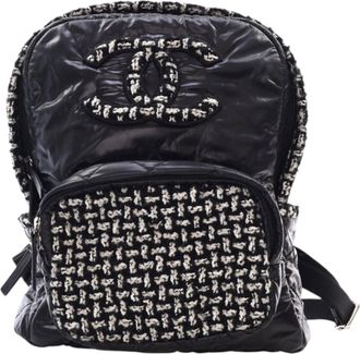 Chanel Pre-owned Womens Nylon And Tweed Coco Neige Backpack - Black Textile - One Size