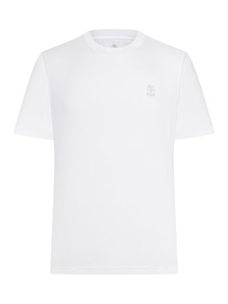 Brunello Cucinelli COTTON T-SHIRT WITH CONTRASTING LOGO PRINT - Brunello Cucinelli - Man