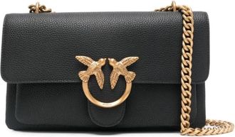 Pinko Black Love One Shoulder Tas - Dames - Schoudertassen - Zwart - ONE Size - Leer - Tassen