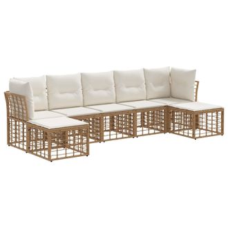 vidaXL Conjunto De Sof&aacute;s De Exterior Natural Poli&eacute;ster Vidaxl
