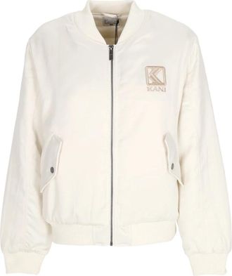 Karl Kani Satin Bomberjack Off White - Dames - Bomber jackets - Wit - M - Polyester - Jassen
