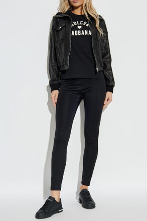 Dolce & Gabbana Leggings With Logo, Womens, Black