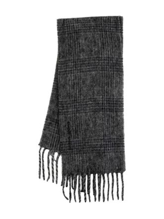 Samsøe & Samsøe Alex checked fringed scarf - women - Polyamide/Mohair/Wool/Alpaca - One Size - Grey