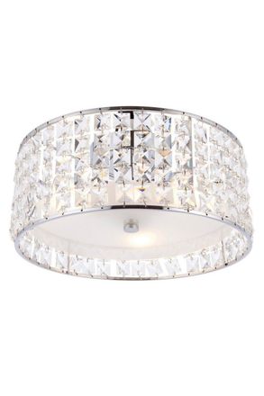 Netlighting Belfont 3 Light Bathroom Flush Ceiling Light Chrome Clear Crystal Detail IP44 G9