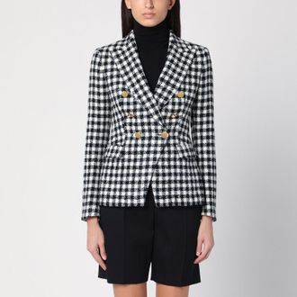 Tagliatore Black/White Double-Breasted Checked Jacket