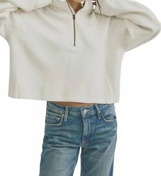 Free People Celeste Quarter Zip Sweatshirt In Clean Ivory