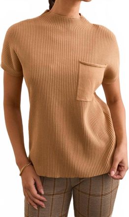 Tribal Dolman Short Sleeve Tee With Pocket In Ice Latte