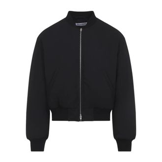 Jil Sander Cropped Bomber Jacket - Heren - Bomber jackets - Zwart - L - Wol - Jassen