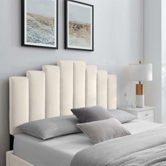 Casa cade Cream Plush Small Double 30 inch Strutted Headboard