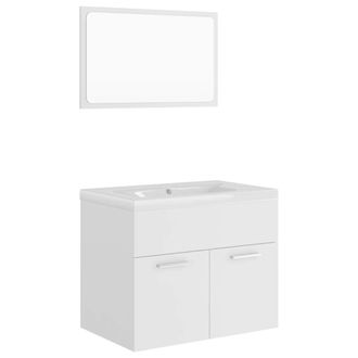 vidaXL Juego De Muebles De Ba&ntilde;o Madera De Ingenier&iacute;a Blanco Vidaxl
