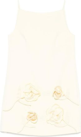 Self Portrait flower-appliqué mini dress - women - Polyester - 6 - Yellow