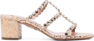 Aquazzura Sandali con strass 55mm - Bianco