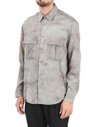 Yes London Grey Abstract Viscose-Blend Shirt