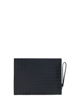 Bottega Veneta Calfskin Leather Clutch - Black