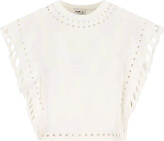 Isabel Marant Blouses, female, Beige, Size: M Odyle Crew-Neck Top