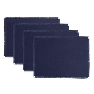 Solino Home Linen Placemats - Fringe, 14 x 19 in Navy at Nordstrom, Size Medium