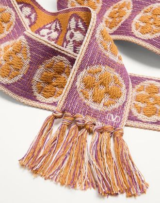 Valentino Garavani Sciarpa Antibes In Cotone Con Frange Uomo AVORIO/VIOLA/GINGER ORANGE/BEIGE/BIANCO UNI