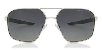 Prada PS55WS Polarized 1BC06G Mens Sunglasses Silver Size 60