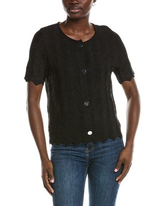 Anne Klein Zig Zag Short Sleeve Cardigan