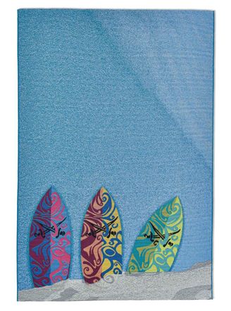 THEKO Alfombra veraniega tejida para exterior azul 80x165 cm