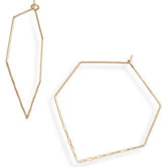 Panacea Dainty Hexagon Hoop Earrings in Gold at Nordstrom Rack