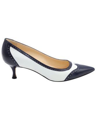 Manolo Blahnik Womens Leather Ancor Two-Tone Spectator Pump (Authentic Pre- Loved)