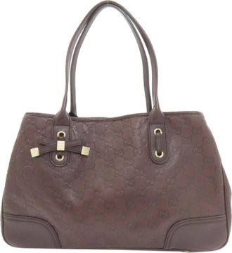 Gucci Dark Brown Leather Tote Bag (Pre-Owned)