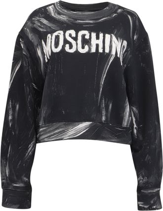 Moschino Couture Logo Paint Accent Sweatshirt in Black Cotton