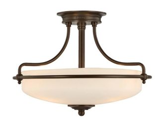 Netlighting Griffin 3 Light Semi Flush Ceiling Light Palladian Bronze E27 in Brown