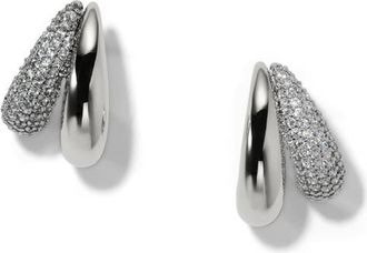 Nadri Gemini Double Illusion Hoop Earrings in Rhodium at Nordstrom