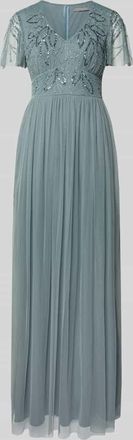 Christian Berg Cocktail Abendkleid mit Ziersteinbesatz in Aqua, Gr&ouml;&szlig;e 34