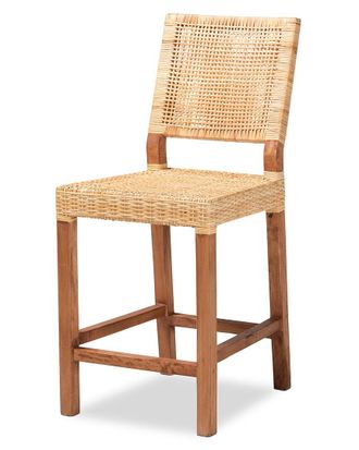 Baxton Studio Lesia Rattan And Wood Counter Stool