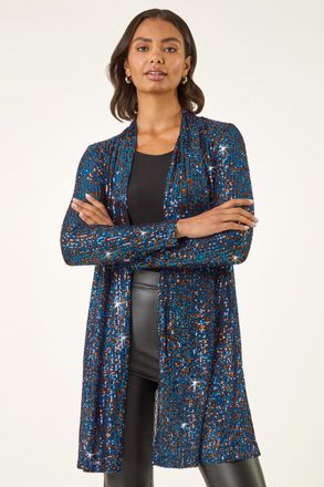 Roman Sequin Longline Kimono