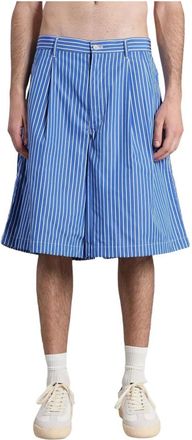 Comme Des Gar&ccedil;ons Korte Broeken, Heren, Blauw, L, Striped Pleated Shorts