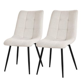 ML Design Ml-design - Juego De 2 Sillas De Comedor Color Beige Asiento Acolchado Para Cocina O Sal&oacute;n Con Funda De Tela Y Patas De Acero Negro Sill&oacute;n Tapizado Su
