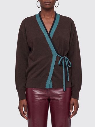 Dries Van Noten Cardigan a portafoglio in 100% cashmere con scollo a V e chiusura a nodo