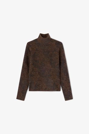 Ganni Brown Sheer Turtleneck - Size XXS Alpaca