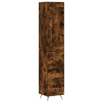 vidaXL Aparador De Madera Contrachapada Roble Ahumado 34,5x34x180 Cm Vidaxl