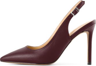 EDEFS Womens Burgundy Matte Slingback Heels with 4 Inch Heel, Elegant Pointed Toe Stiletto Court Shoes for Work and Formal OccasionsUK3