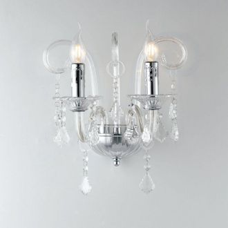 Fan Europe Applique cristallo a due luci in vetro cromato con pendenti in cristallo