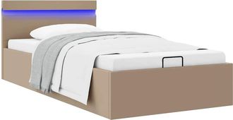 vidaXL Cama Canap&eacute; Hidr&aacute;ulica Led Cuero Sint&eacute;tico Capuchino 100x200 Cm Vidaxl