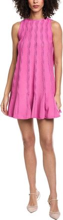 Oscar De La Renta Braid Detail Trapeze Knit Sweaterdress