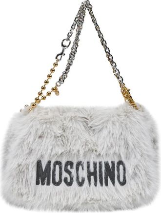 Moschino Furry Bag - Dames - Schoudertassen - Wit - ONE Size - Polyester - Tassen
