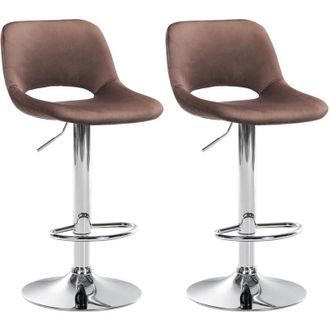 Clp Set di 2 sgabelli da bar in velluto Camden marrone Metallo in look cromato