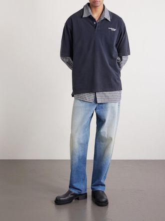 Acne Studios Egnes Logo-Embroidered Cotton Piqu&eacute; Polo Shirt