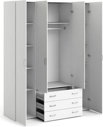 Dmora Guardaroba Grande Amoruccio, Armadio Camera da Letto Appendiabiti, 9 Ripiani, 49.5x200.4h cm Bianco