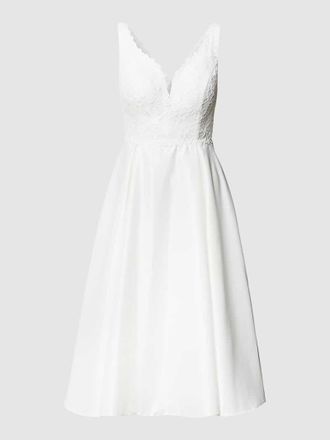 Troyden Collection Cocktailkleid mit floralen Stickereien in Ecru, Gr&ouml;&szlig;e 34