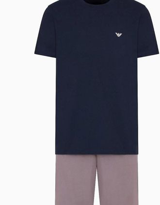 Emporio Armani Mens Emporio Armani Endurance Short Pyjama Set, Armani Blue/Shark - Size: X-LARGE