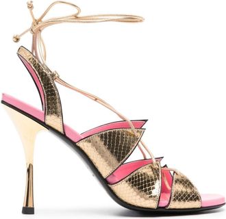Dsquared2 Evening 100mm cut-out leather sandals - women - Calf Leather/Calf Leather/Calf Leather - 40 - Gold
